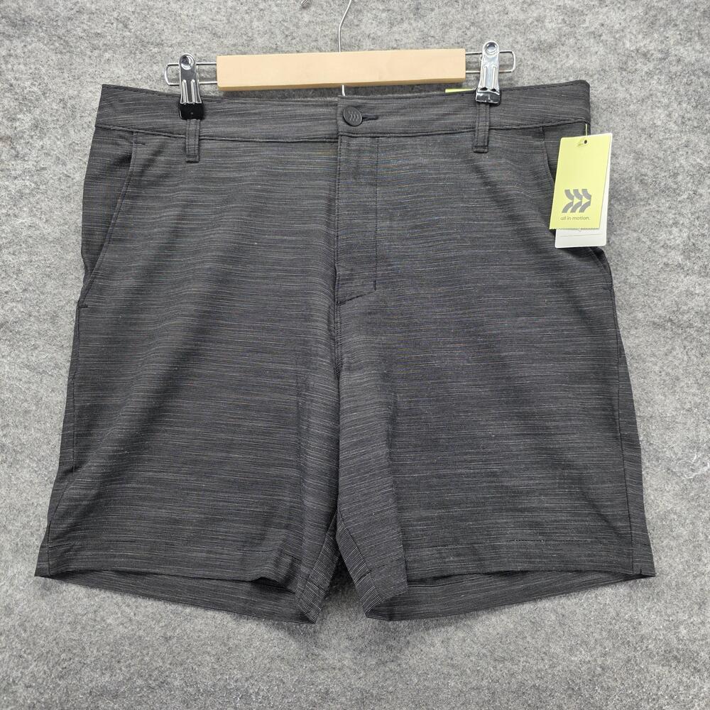 All In Motion Shorts Mens 34 Black Chino Microfiber Stretch Pockets 7 Inseam